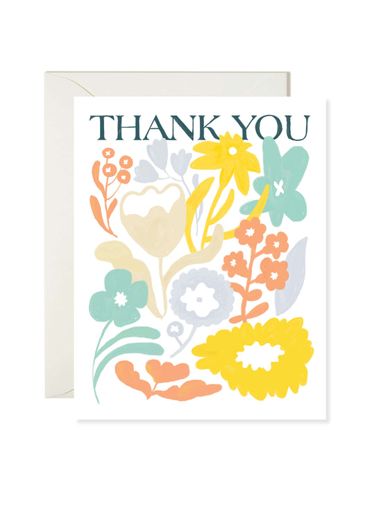 Folk Flower Thank You Card