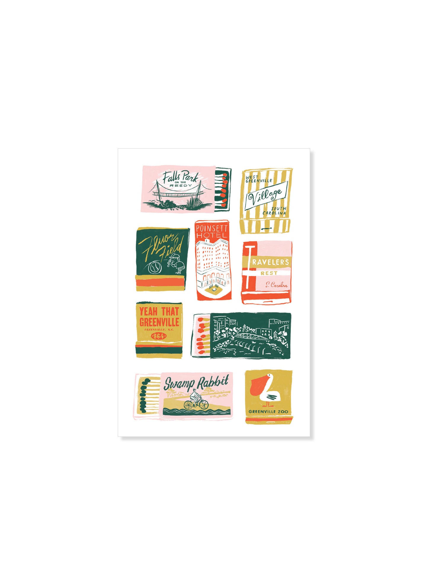 Greenville Matchbook Postcard