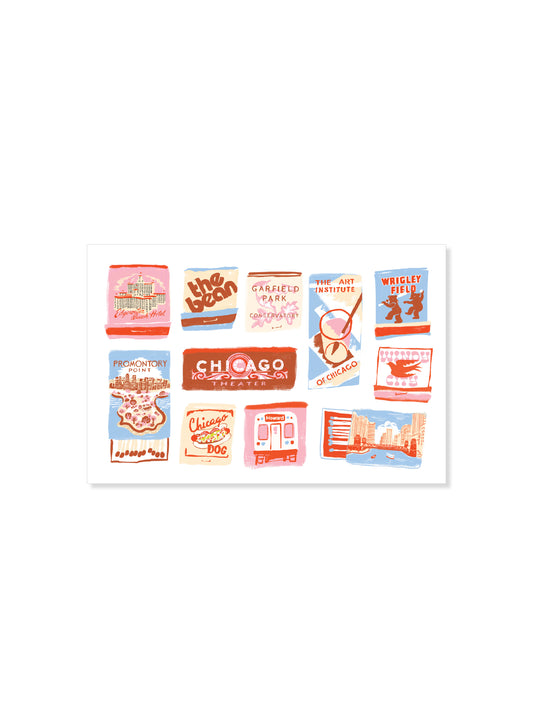 Chicago Matchbook Postcard