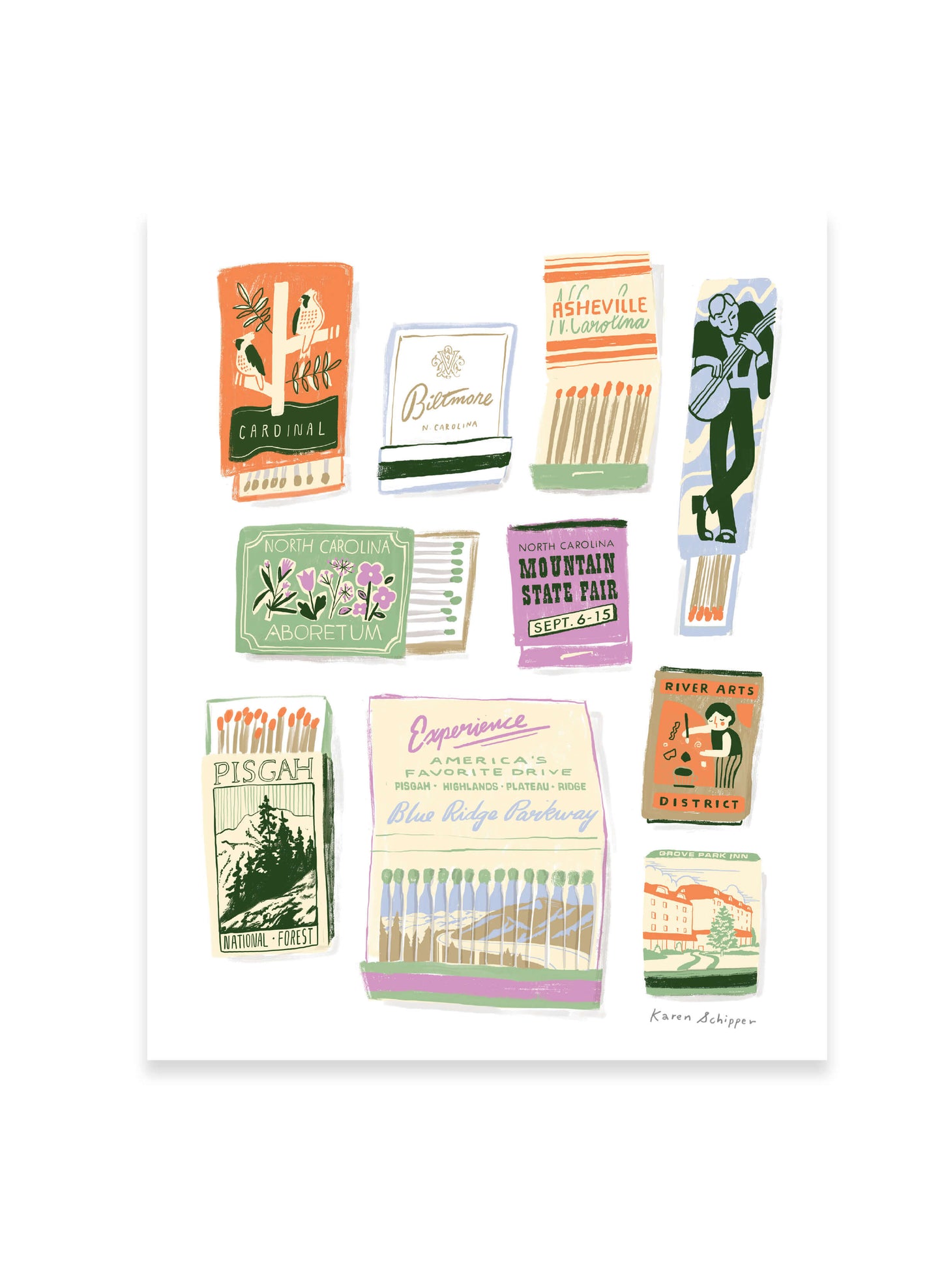 Asheville Matchbook Art Print