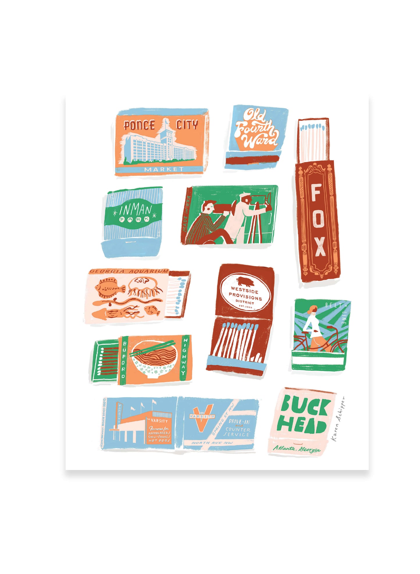 Atlanta Matchbook Art Print