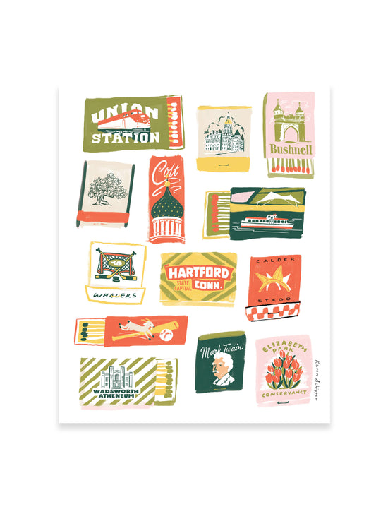 Hartford Matchbook Art Print
