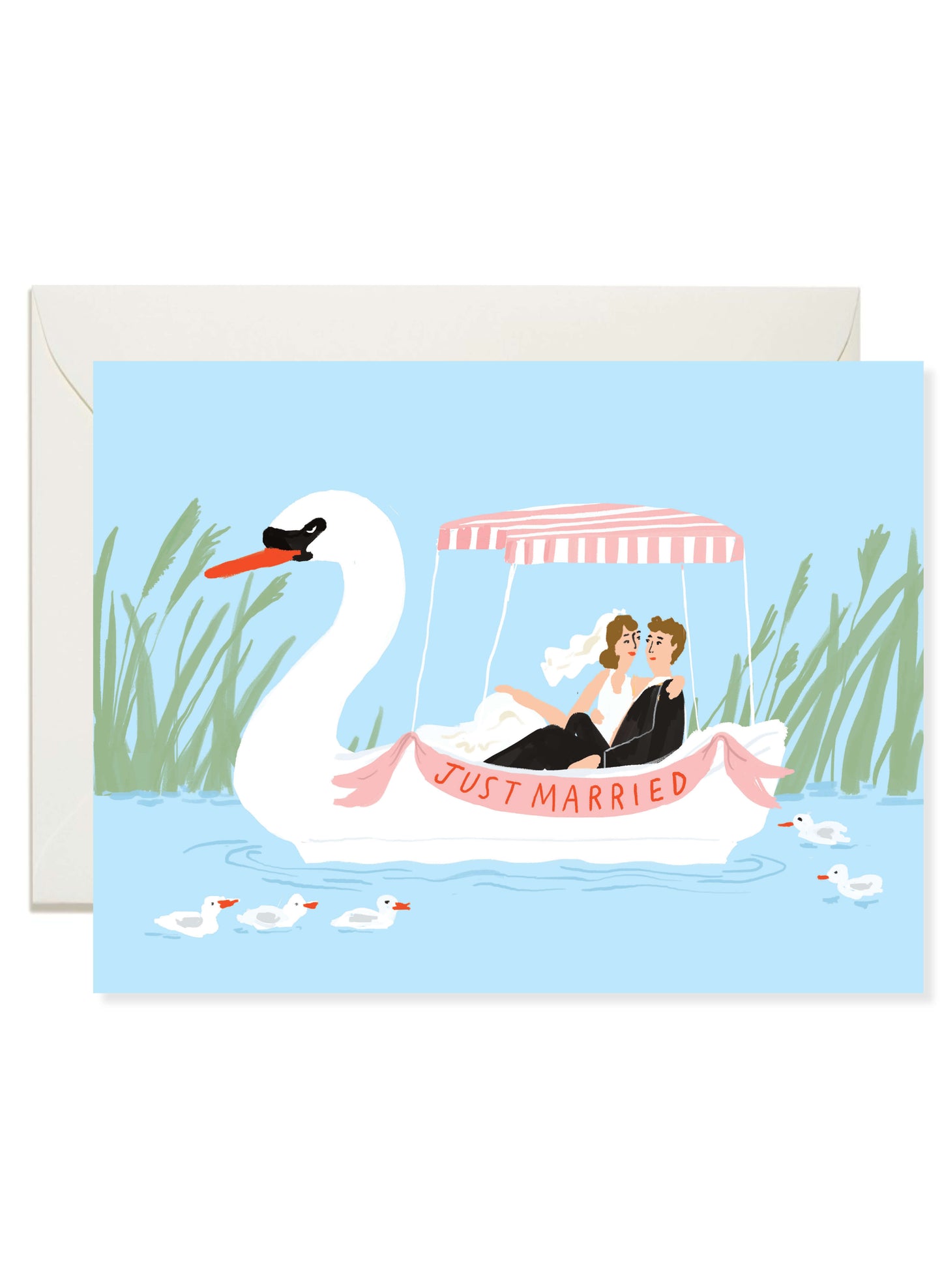 Swan Boat Wedding Card
