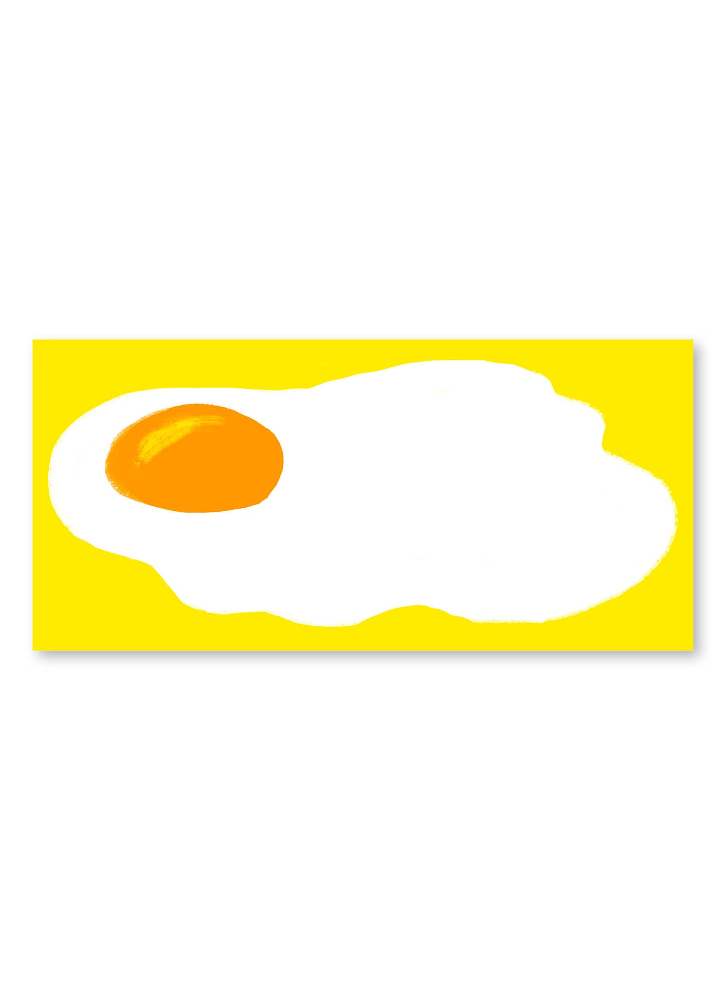 Egg Market List by Karen Schipper featuring a large illustrated fried egg with an orange yolk on a bright yellow background.