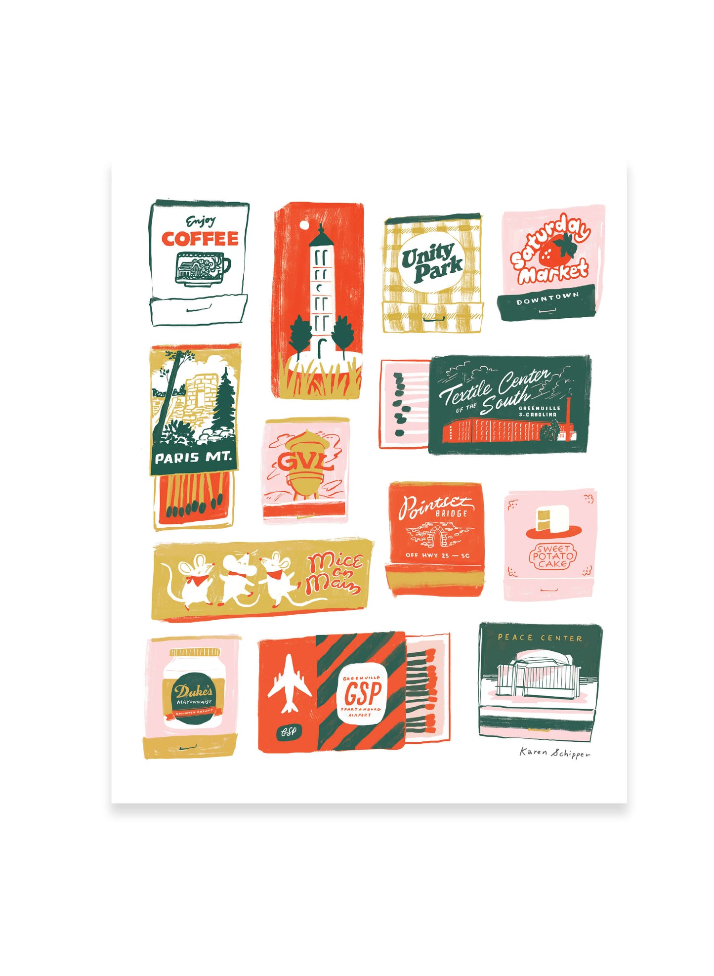 Greenville Matchbook Art Print - vol. 2