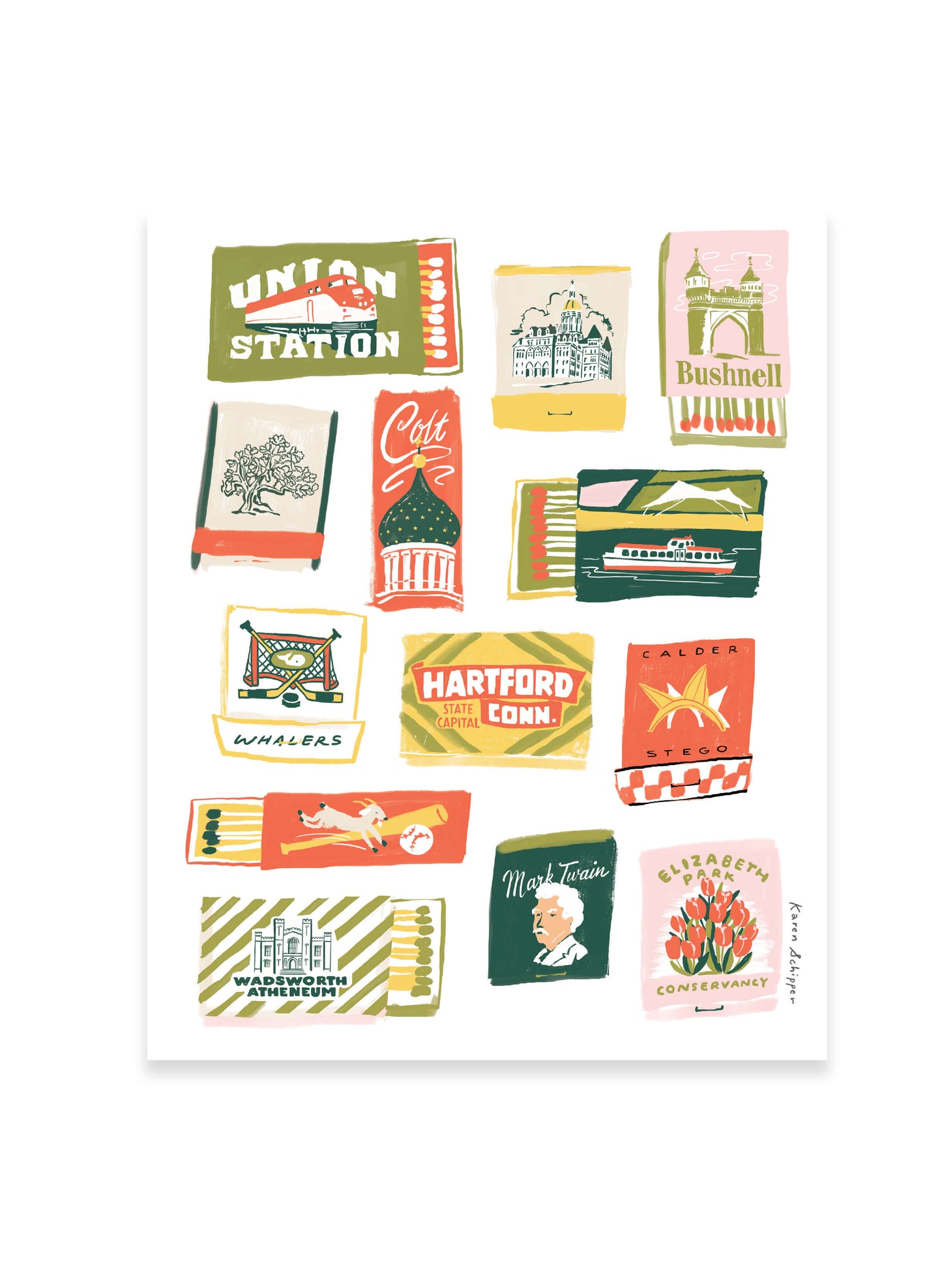 Hartford Matchbook Art Print