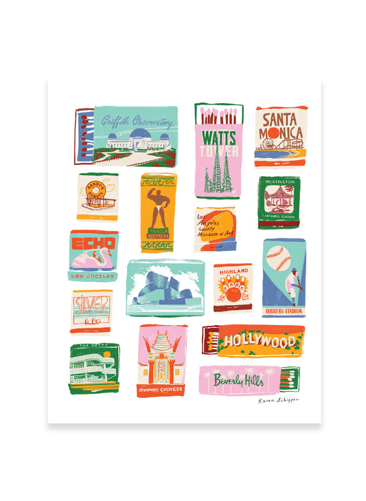 Los Angeles Matchbook City Art Print