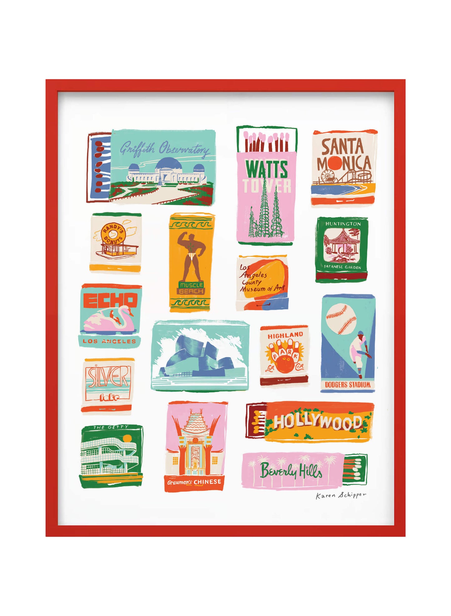 Los Angeles Matchbook City Art Print