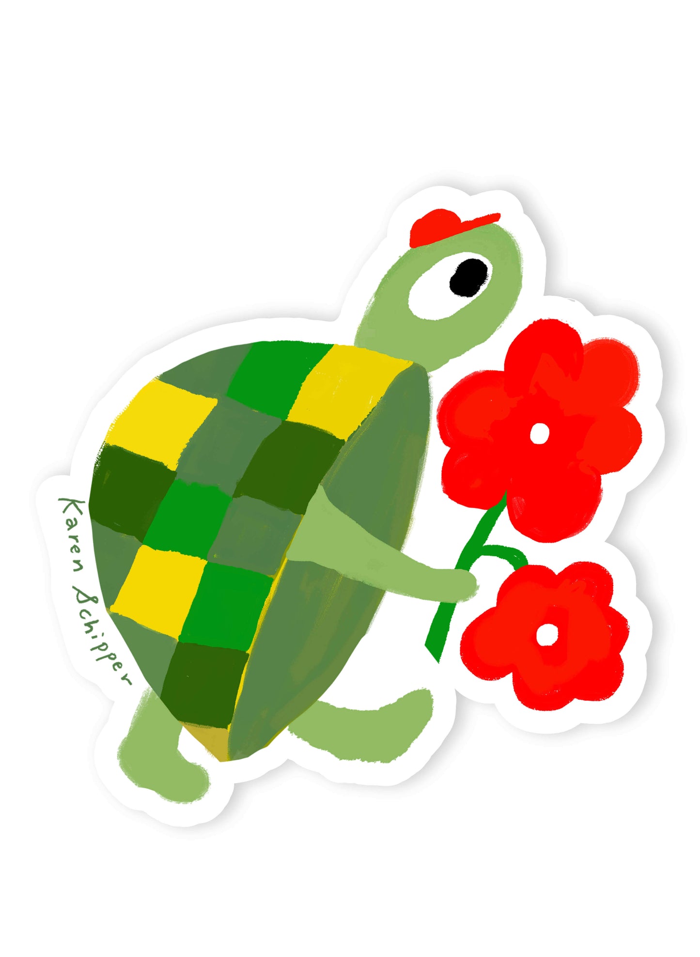 Turtle Flowers Sticker